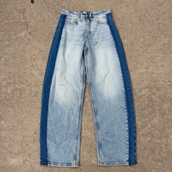 Good American Denim - Good American Good Standard Barrel Women 00 Blue Two Tone High Rise Wide Tapered